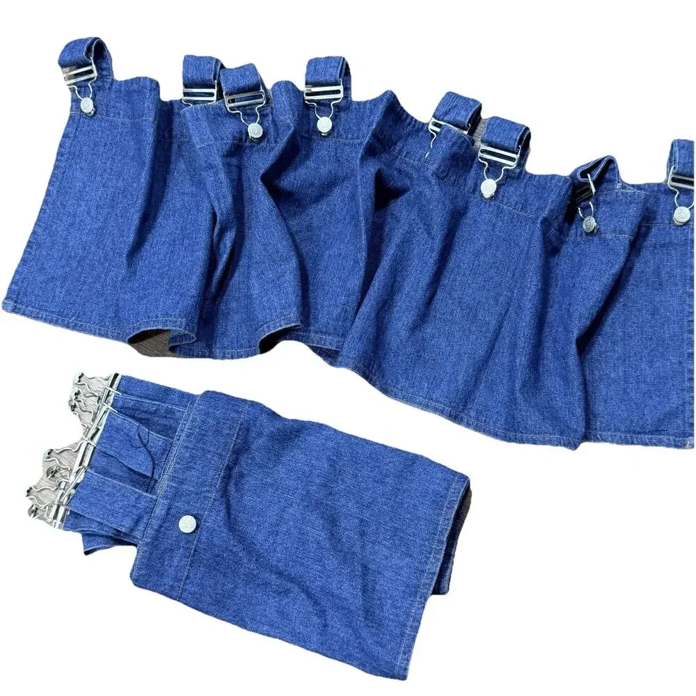 Set of 2 Blue Denim Valances Tab Top Buckles 100% Cotton 11 x 58